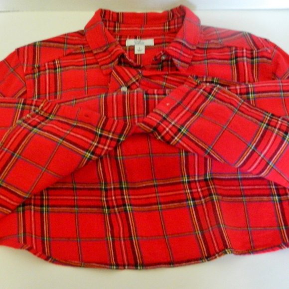 Ladies Croft & Barrow Red Plaid Extra Soft Flannel Soft Button Down Shirt Large - Picture 9 of 13
